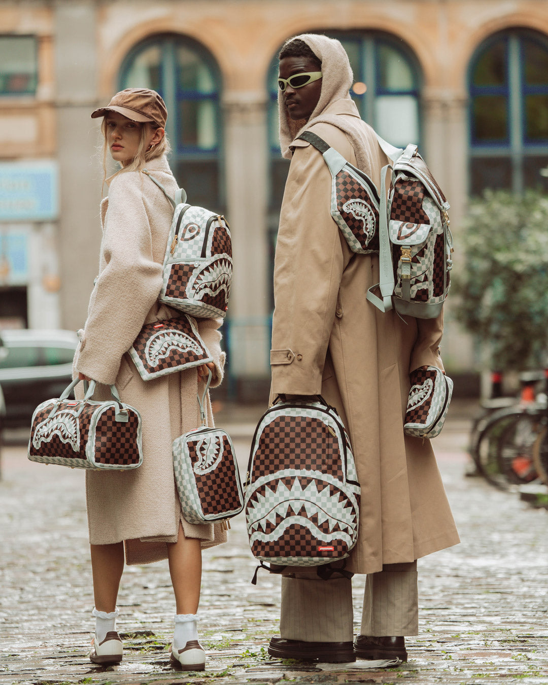 SPRAYGROUND® BACKPACK CREAM AND BROWN TEAR CHECK MONTE CARLO
