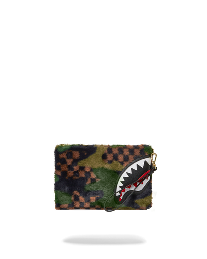 SPRAYGROUND® POUCHETTE 3AM GREEN FURR CROSSOVER CLUTCH