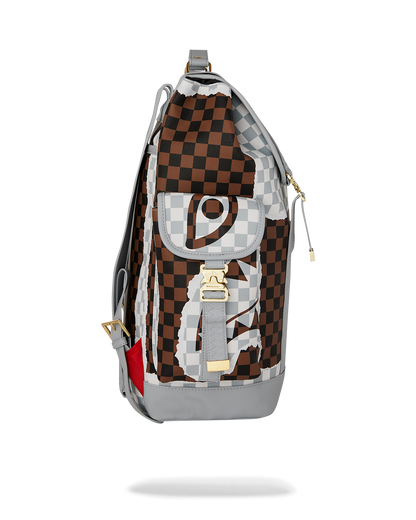 SPRAYGROUND® BACKPACK CREAM AND BROWN TEAR CHECK MONTE CARLO