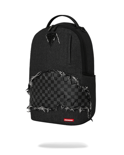 SPRAYGROUNDÂ® BACKPACK BLACK DENIM TEAR SHARK BACKPACK