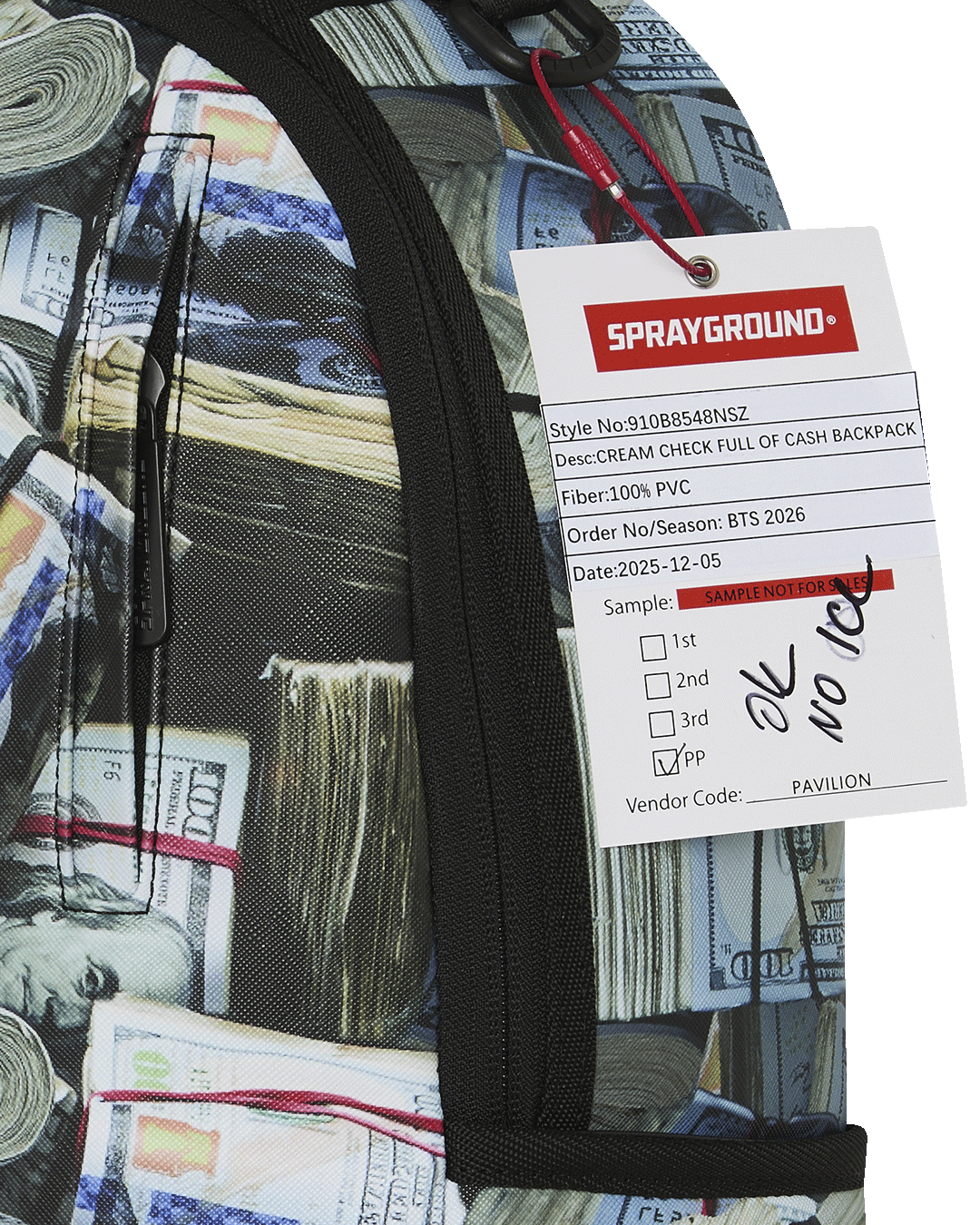 SPRAYGROUNDÂ® BACKPACK CREAM CHECK FULL OF CASH BACKPACK