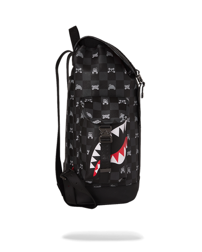 SPRAYGROUND® BACKPACK GRAY PEEKING CHARACTER CHECK MONTE CARLO BACKPACK