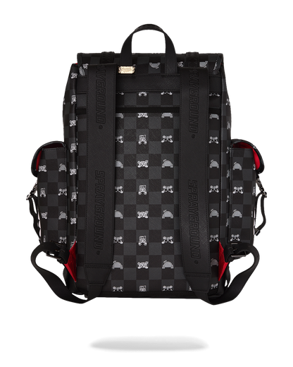 SPRAYGROUND® BACKPACK GRAY PEEKING CHARACTER CHECK MONTE CARLO BACKPACK