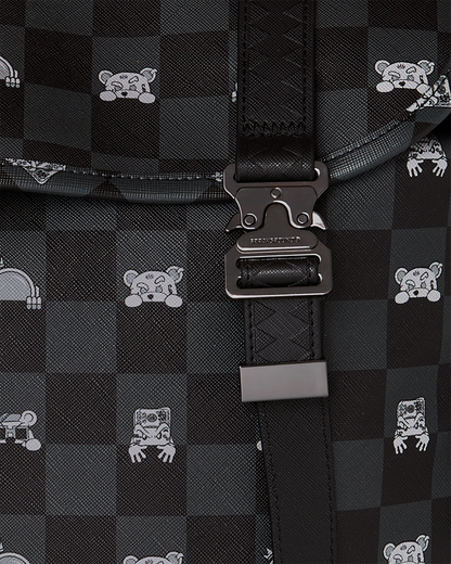 SPRAYGROUND® BACKPACK GRAY PEEKING CHARACTER CHECK MONTE CARLO BACKPACK