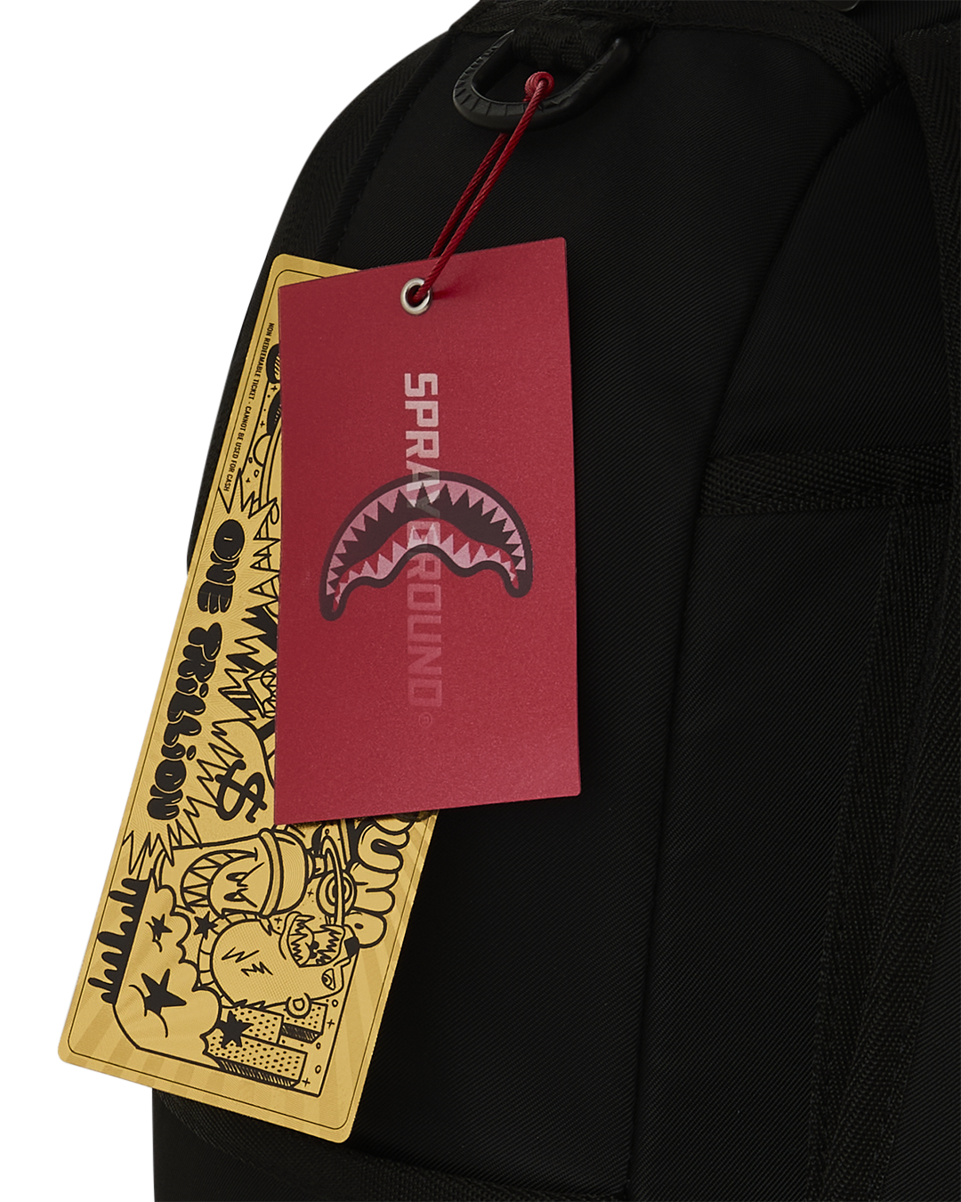 SPRAYGROUND® BACKPACK SHARK CENTRAL WHITE STENCIL SHARK BLACK NYLON BACKPACK
