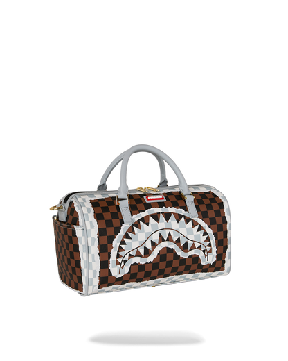 SPRAYGROUND® DUFFLE CREAM AND BROWN TEAR CHECK MINI DUFFLE