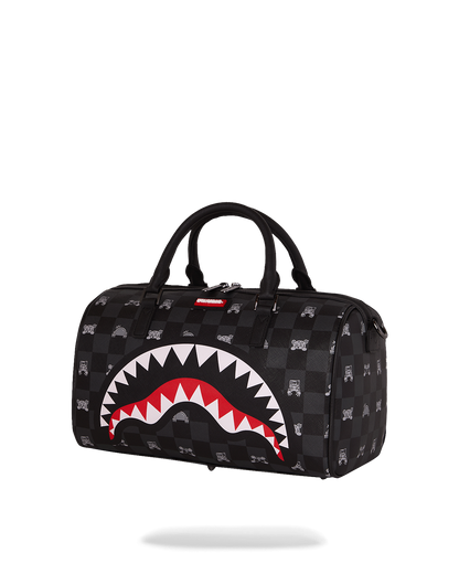 SPRAYGROUND® DUFFLE GRAY PEEKING CHARACTER CHECK MINI DUFFLE