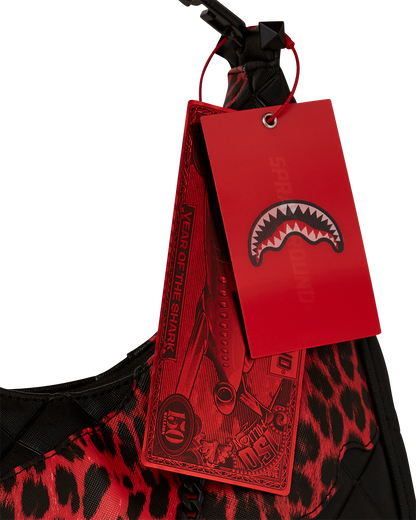 SPRAYGROUND® HANDBAG RED LEOPARD PUFFER VICE SHOULDER BAG