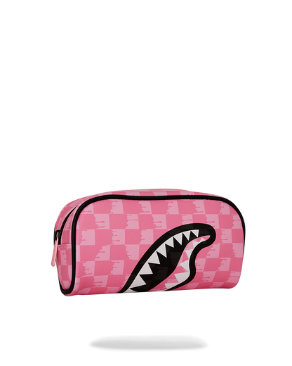 SPRAYGROUND® POUCH PINK AND BLACK DRIP CHECK POUCH