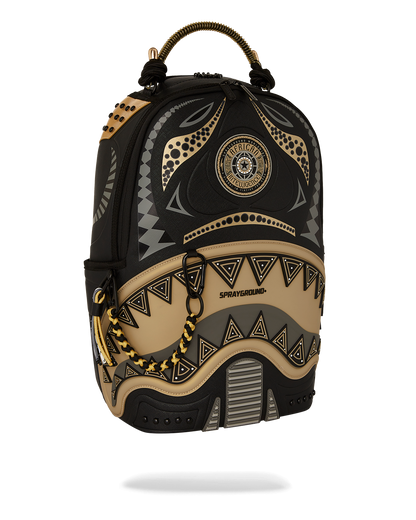 SPRAYGROUND® BACKPACK A.I. AFRICAN INTELLIGENCE SHARKS OF THE GOLD OCEAN BACKPACK - SANDFLOWER COLLAB