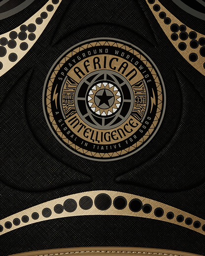 SPRAYGROUND® BACKPACK A.I. AFRICAN INTELLIGENCE SHARKS OF THE GOLD OCEAN BACKPACK - SANDFLOWER COLLAB