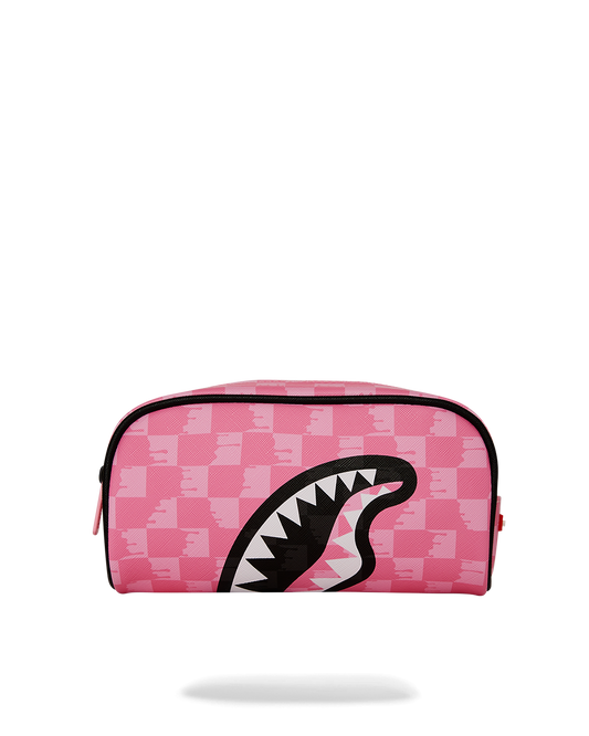 SPRAYGROUND® POUCH PINK AND BLACK DRIP CHECK POUCH